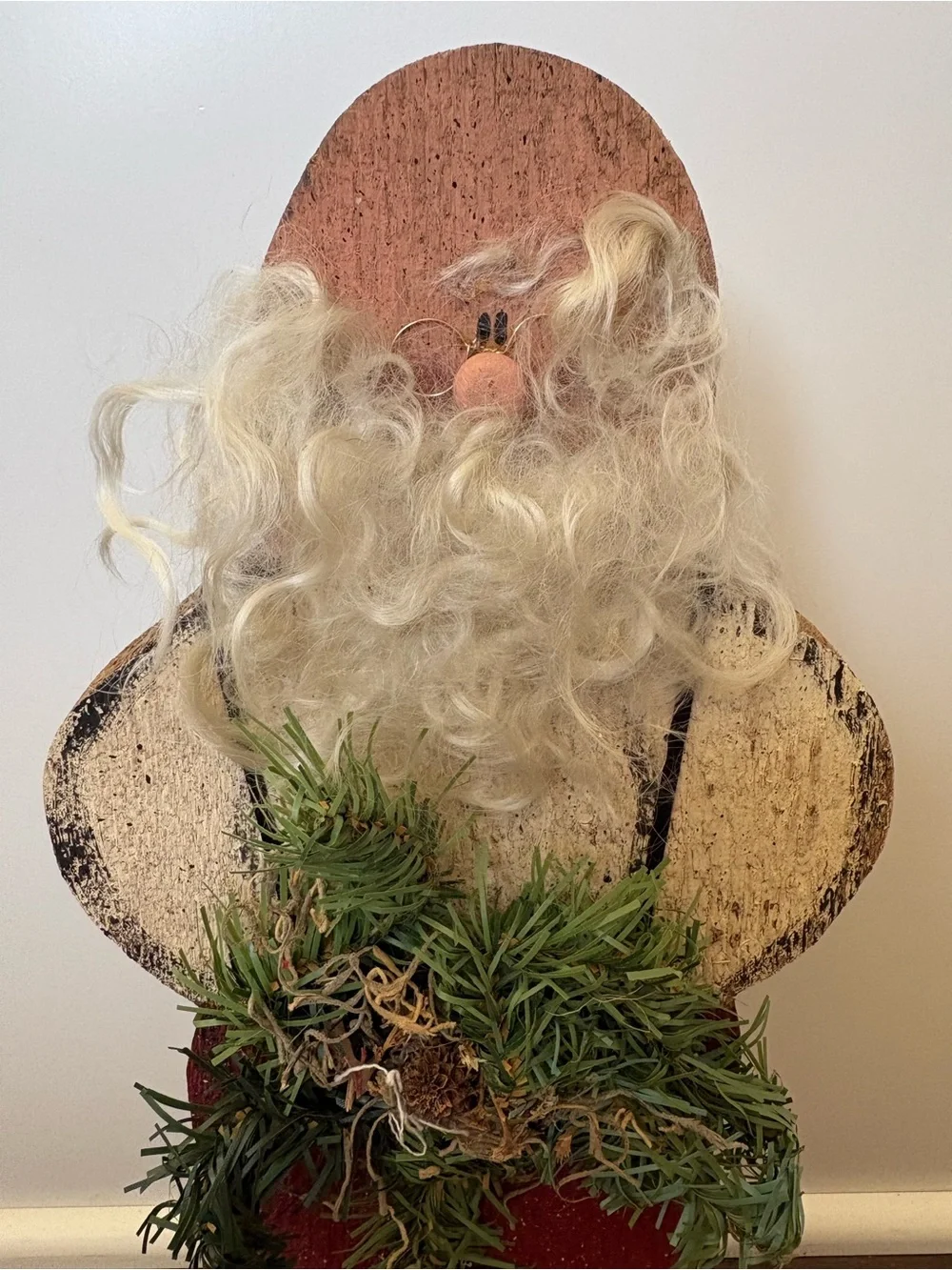 Handmade Primitive Style Folk Art Santa Claus Figurine Christmas Decor  16” Tall